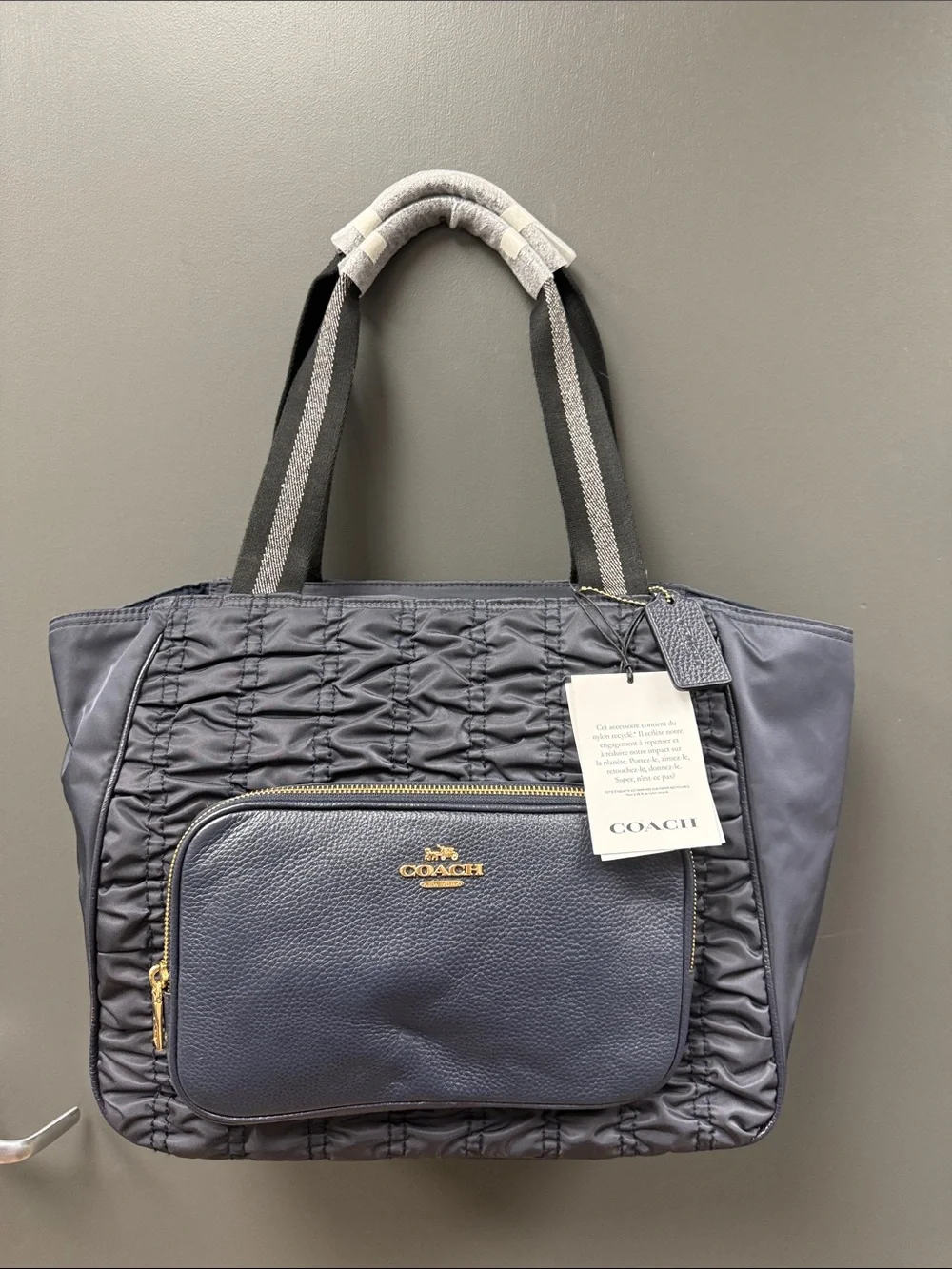 Coach Court Tote with Ruching and Leather Details. NWT